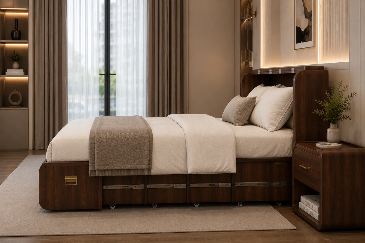 Folding Bed Brown  | Space-Saving Bed for Modern Homes