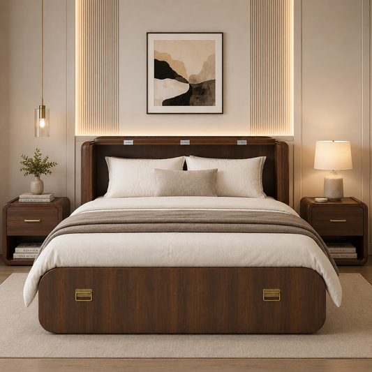 Folding Bed Brown  | Space-Saving Bed for Modern Homes