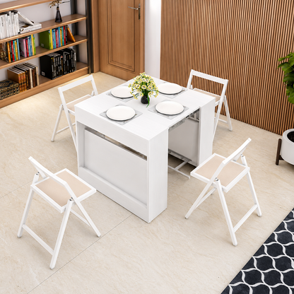 Extendable Space-Saving Dining Table – White