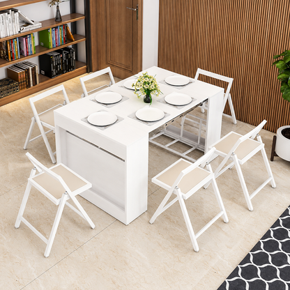 Extendable Space-Saving Dining Table – White