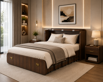 Folding Bed Brown  | Space-Saving Bed for Modern Homes