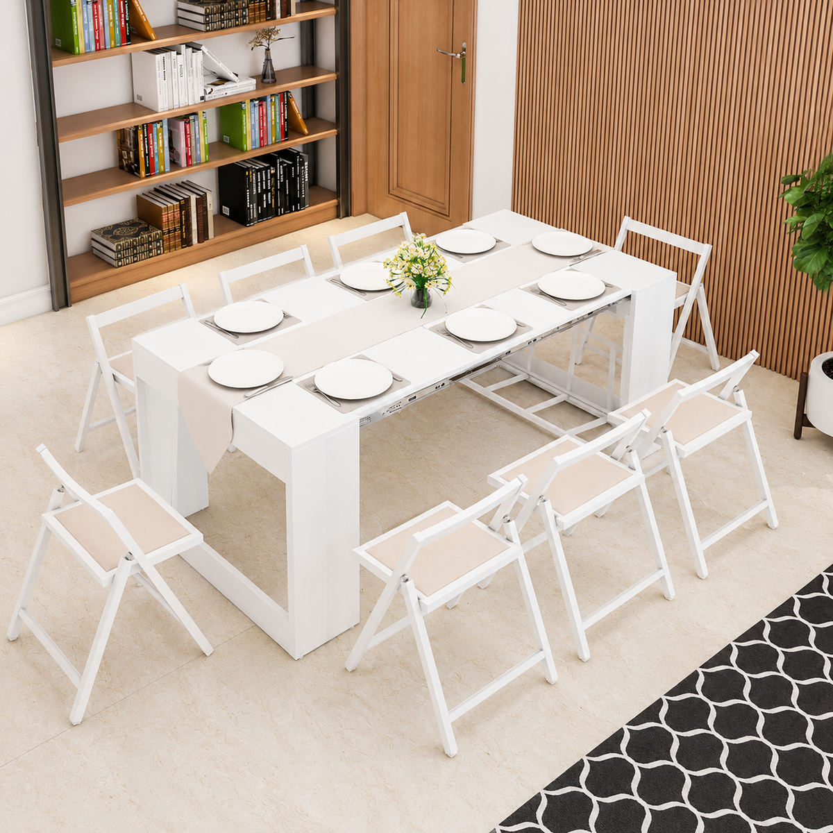 Extendable Space-Saving Dining Table – White