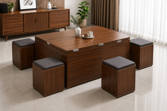 Convertible Coffee Table Brown  | Space-Saving Table for Modern Homes