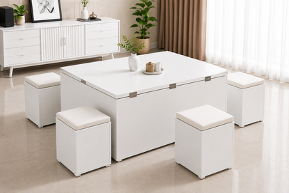 Convertible Coffee Table White | Space-Saving Table for Modern Homes