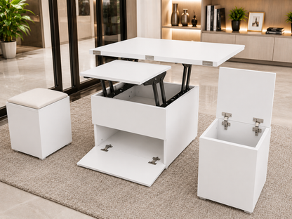 Convertible Coffee Table White | Space-Saving Table for Modern Homes