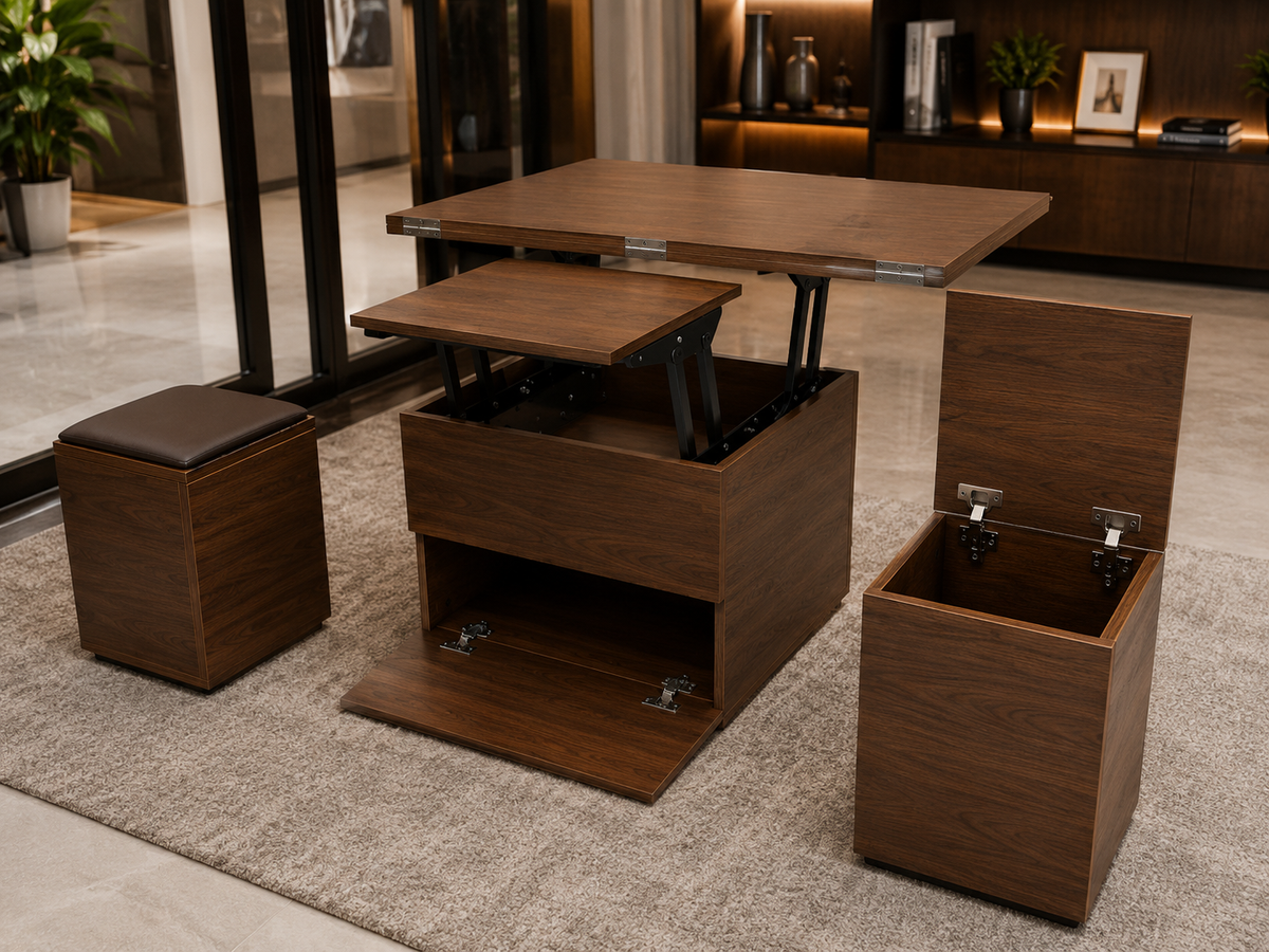 Convertible Coffee Table Brown  | Space-Saving Table for Modern Homes