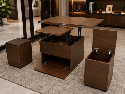 Convertible Coffee Table Brown  | Space-Saving Table for Modern Homes