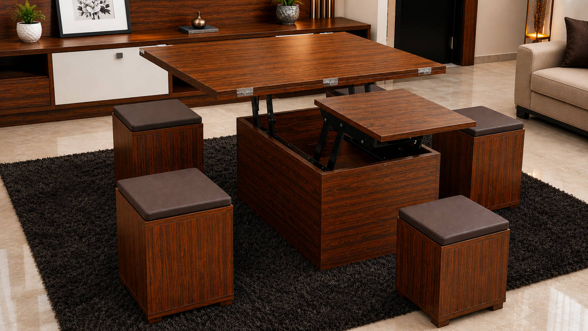 Convertible Coffee Table Brown  | Space-Saving Table for Modern Homes