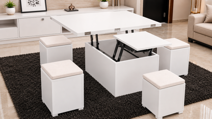 Convertible Coffee Table White | Space-Saving Table for Modern Homes