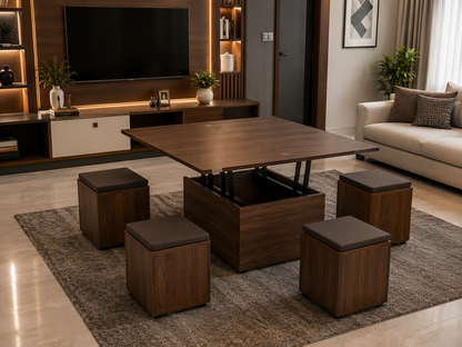 Convertible Coffee Table Brown  | Space-Saving Table for Modern Homes