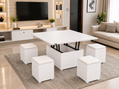 Convertible Coffee Table White | Space-Saving Table for Modern Homes