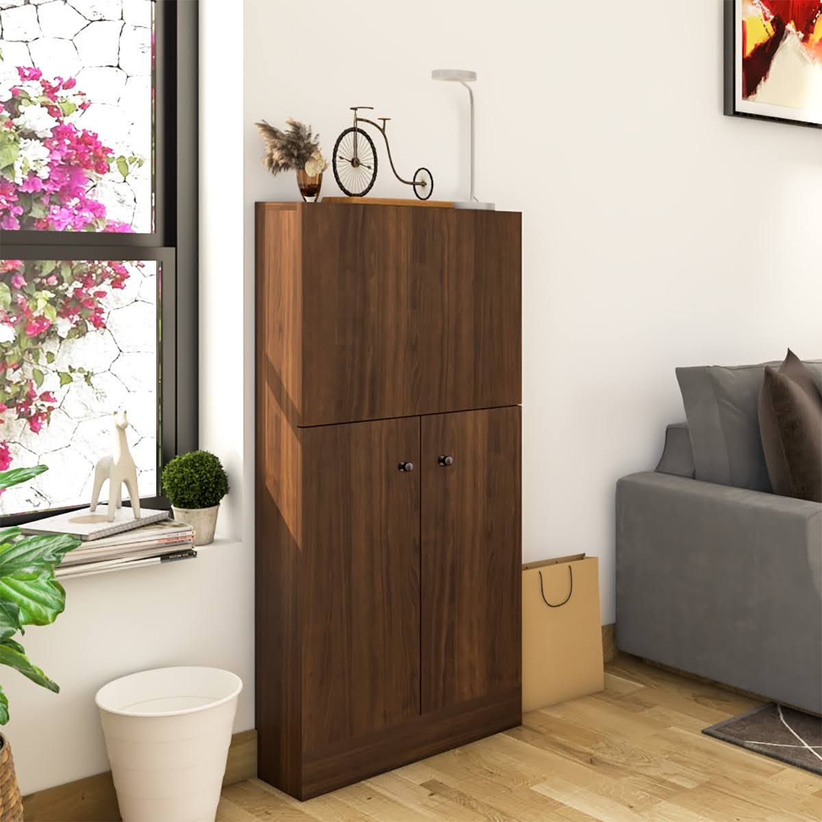 Work From Home Desk Brown | Space-Saving Desk