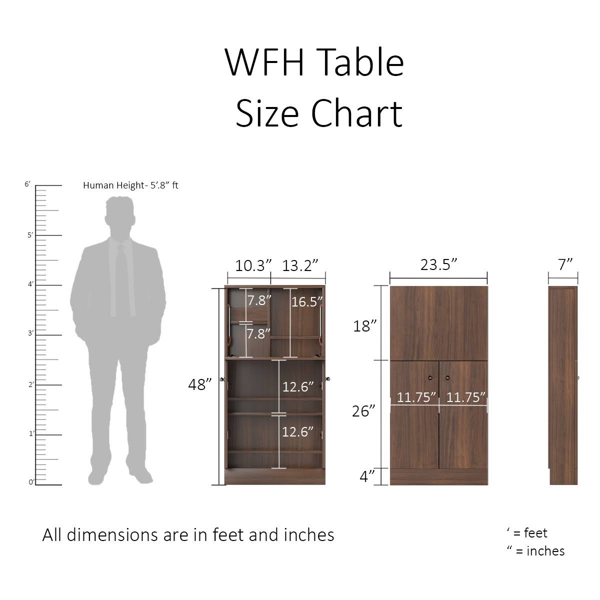 Work From Home Desk Brown | Space-Saving Desk