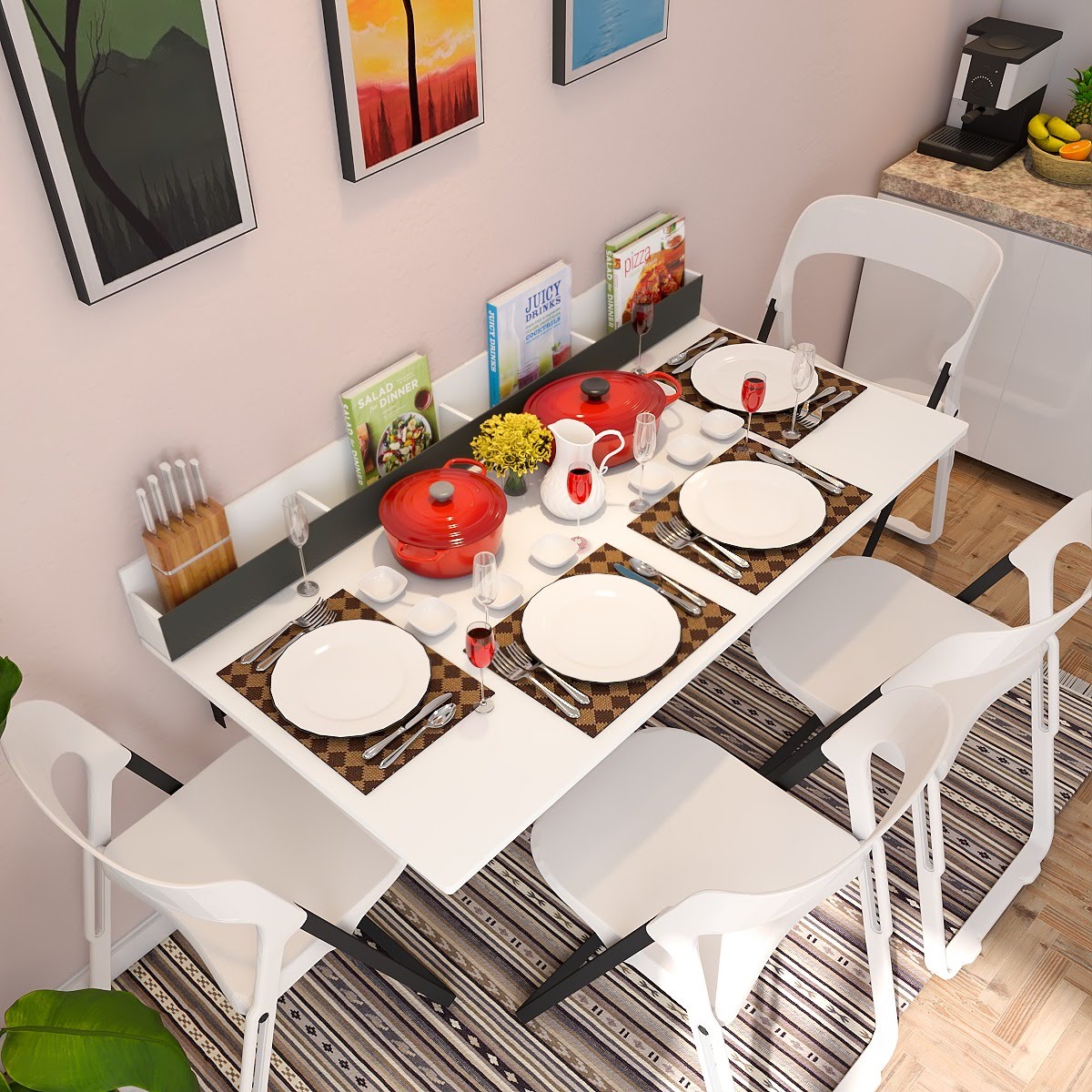 Wall-Mounted Dining Table White | Space-Saving Table