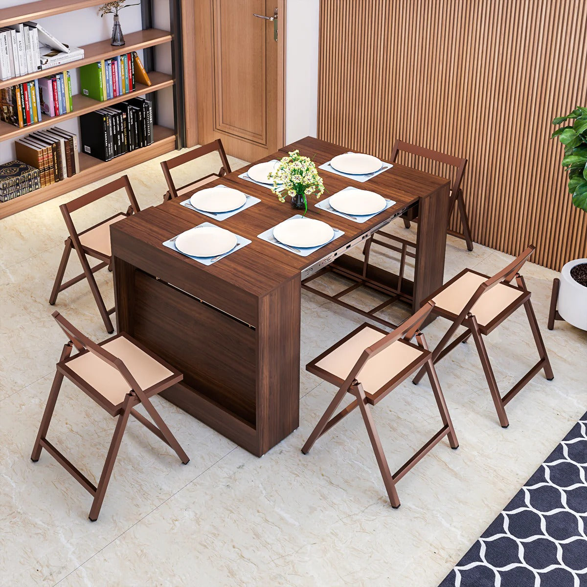Extendable Space-Saving Dining Table – Brown
