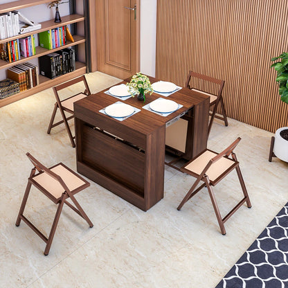 Extendable Space-Saving Dining Table – Brown