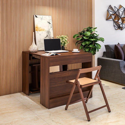 Extendable Space-Saving Dining Table – Brown