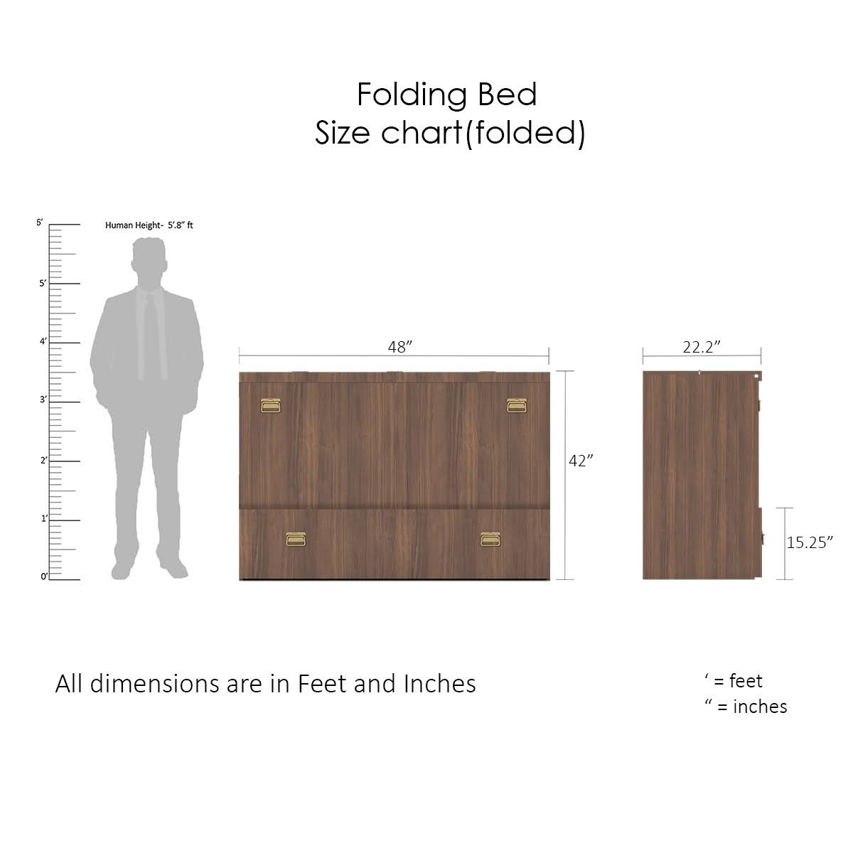 Folding Bed Brown  | Space-Saving Bed for Modern Homes