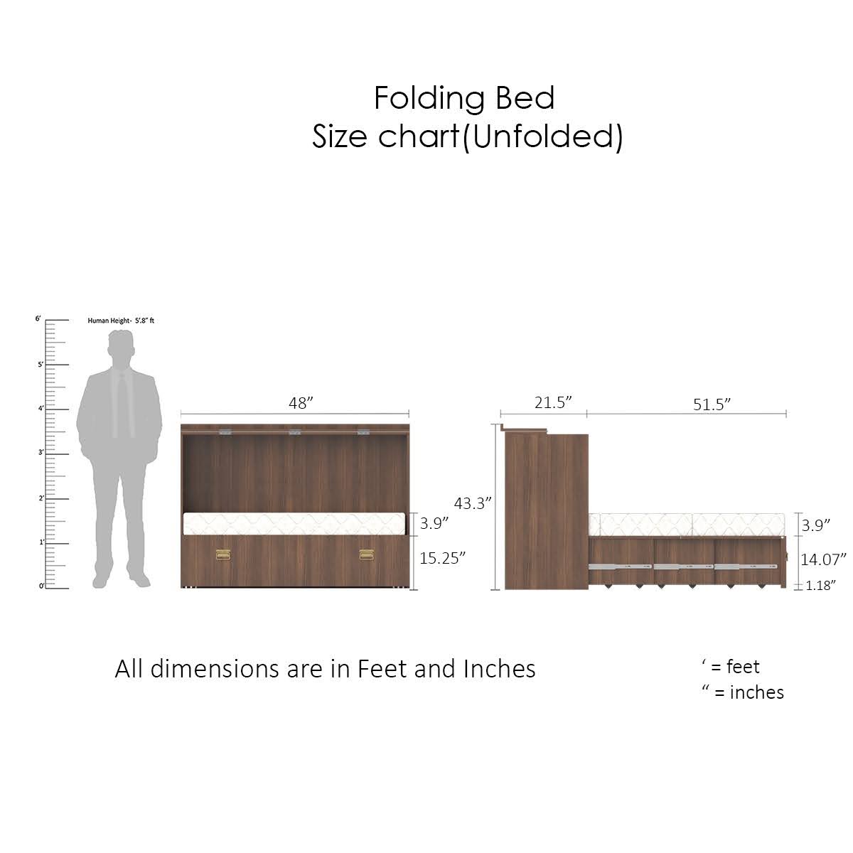 Folding Bed Brown  | Space-Saving Bed for Modern Homes