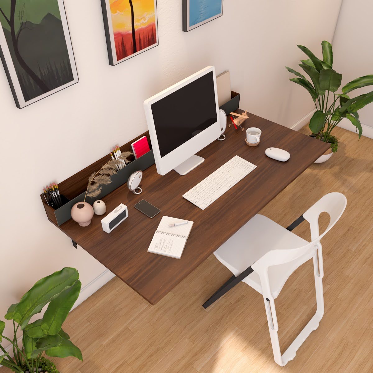 Wall-Mounted Dining Table Brown | Space-Saving Table