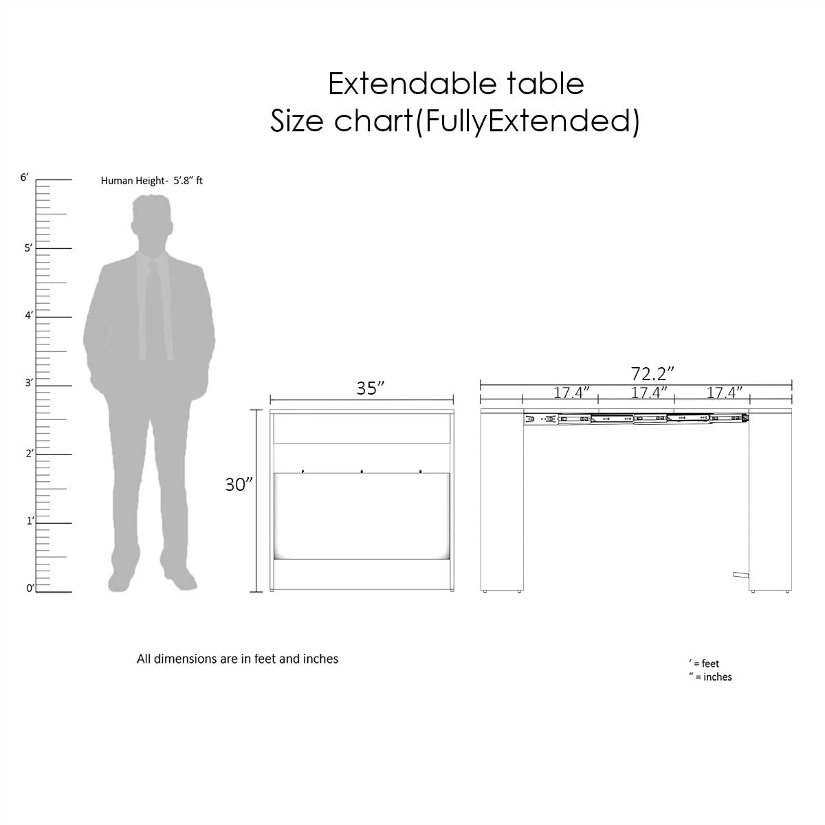 Extendable Space-Saving Dining Table – White