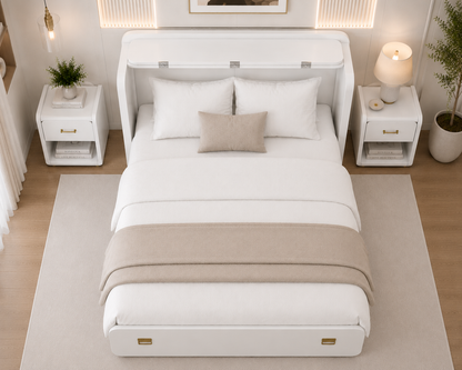 Folding Bed White  | Space-Saving Bed for Modern Homes