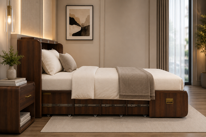 Folding Bed Brown  | Space-Saving Bed for Modern Homes